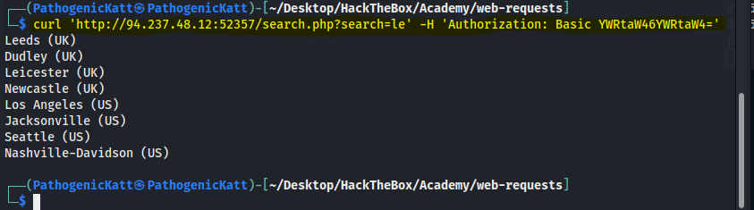 get parameters htb terminal