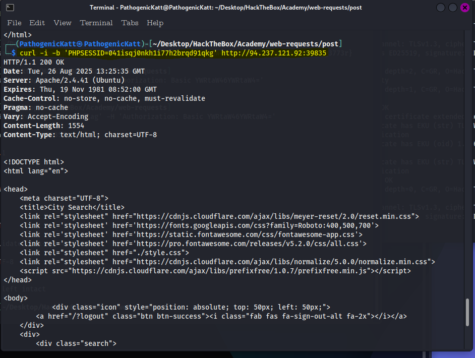 post method htb curl cookie login