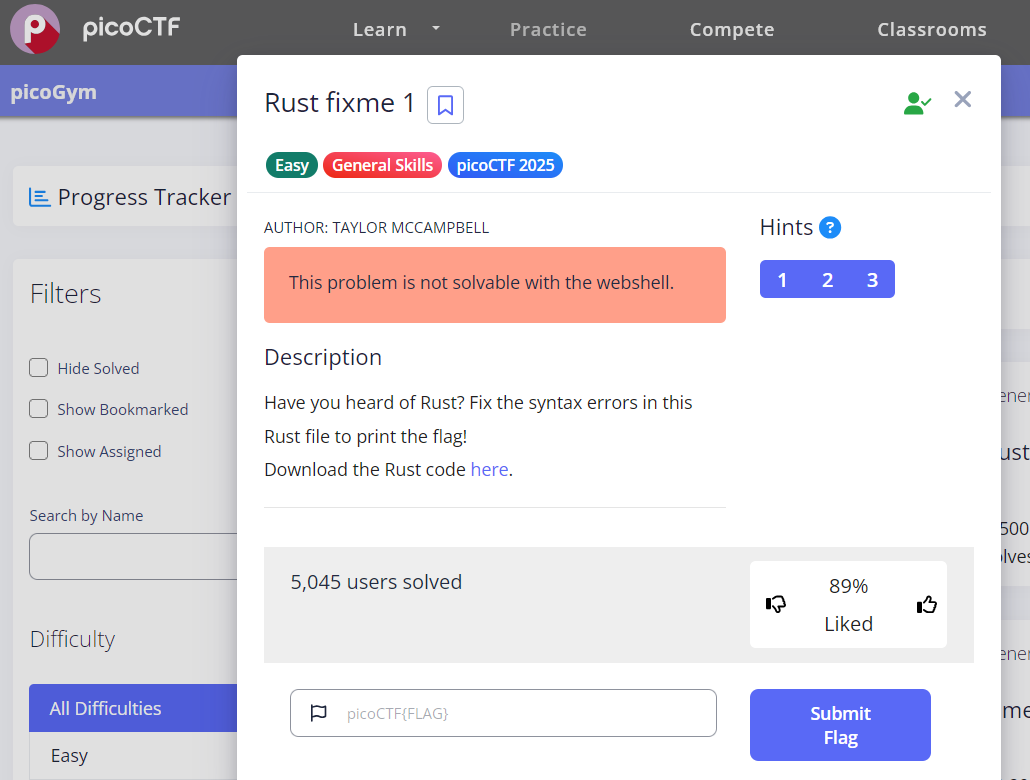 Challenge screenshot